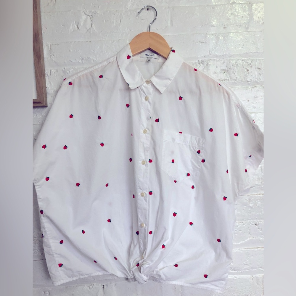 Madewell Tie-Front Strawberry top